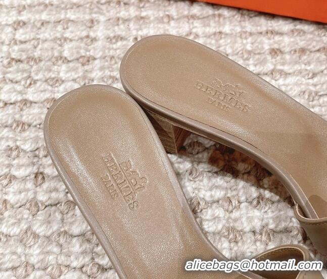 Classic Hot Hermes Classic Oasis Calfskin Heel Slide Sandals 4.5cm Grey 530024