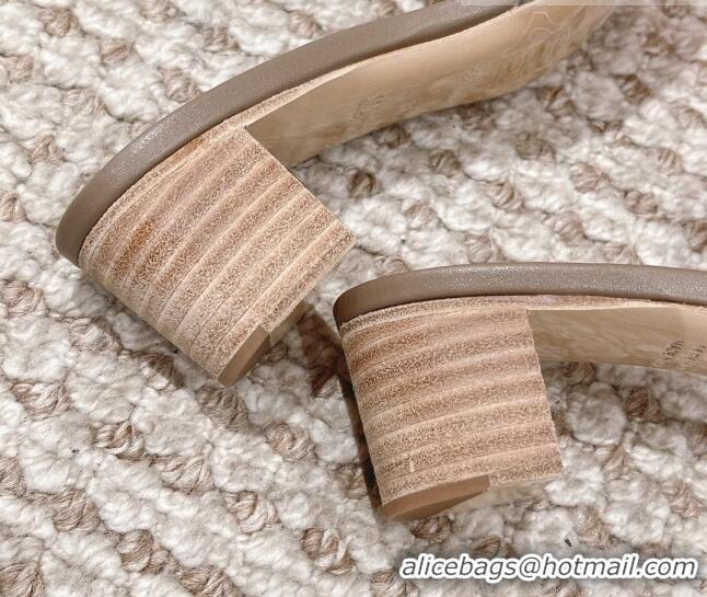 Classic Hot Hermes Classic Oasis Calfskin Heel Slide Sandals 4.5cm Grey 530024