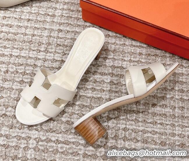 Good Product Hermes Classic Oasis Calfskin Heel Slide Sandals 4.5cm Cream White 0530025