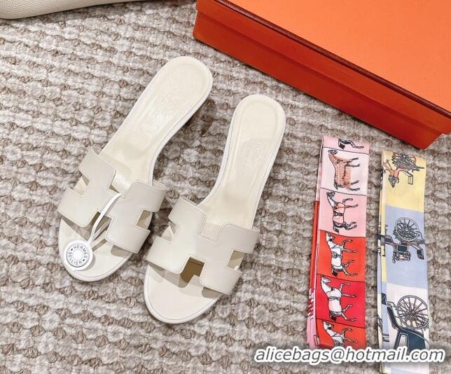 Good Product Hermes Classic Oasis Calfskin Heel Slide Sandals 4.5cm Cream White 0530025