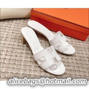 Grade Quality Hermes Classic Oasis Calfskin Heel Slide Sandals 4.5cm Optic White 530027