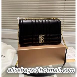 Buy Grade BurBerry Original Leather Lola Clutch Shoulder Bag 90188 Black & Gold-Tone