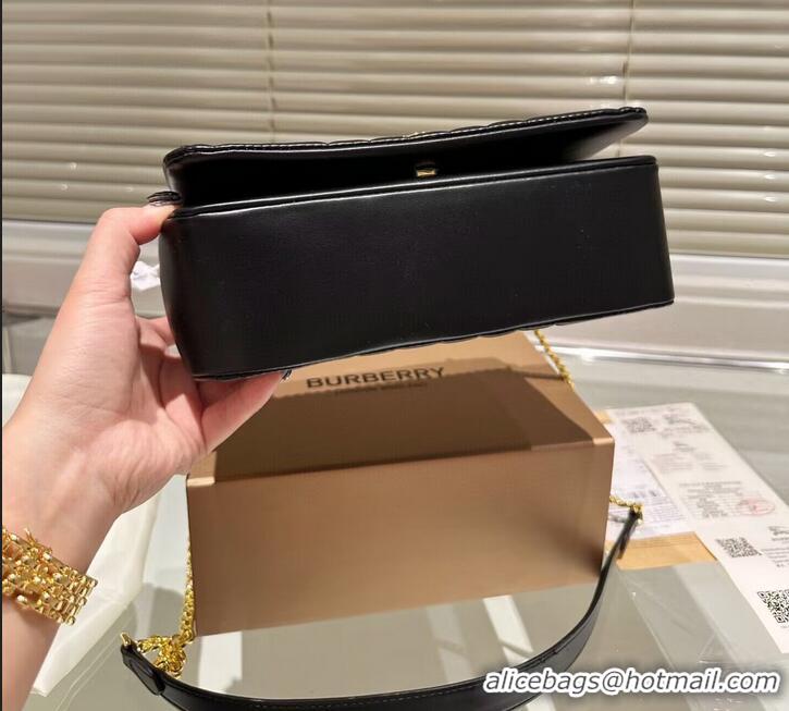 Buy Grade BurBerry Original Leather Lola Clutch Shoulder Bag 90188 Black & Gold-Tone