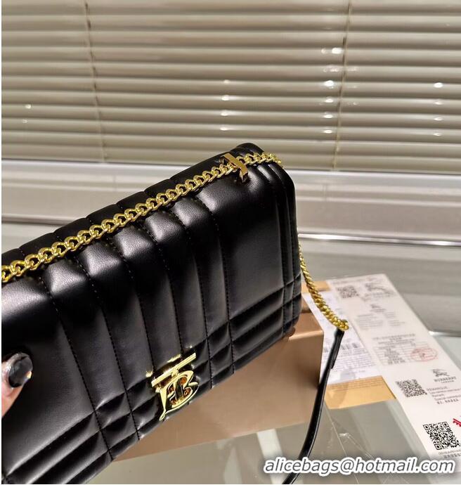 Buy Grade BurBerry Original Leather Lola Clutch Shoulder Bag 90188 Black & Gold-Tone