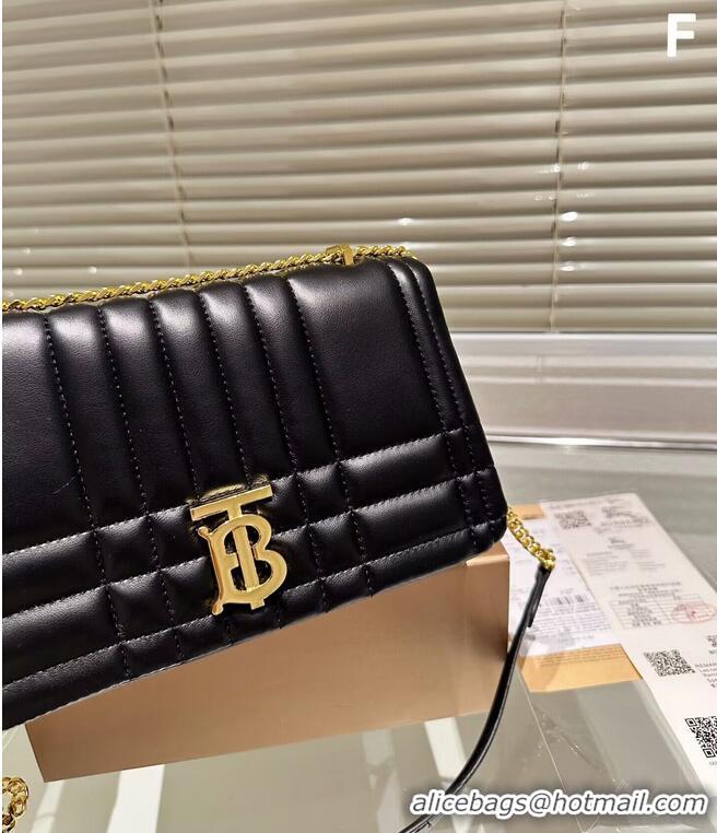 Buy Grade BurBerry Original Leather Lola Clutch Shoulder Bag 90188 Black & Gold-Tone