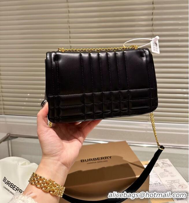 Buy Grade BurBerry Original Leather Lola Clutch Shoulder Bag 90188 Black & Gold-Tone