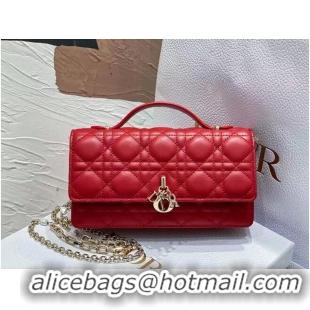 Famous Brand Dior Lady Original Leather Pearl Clutch Bag 6617 Red