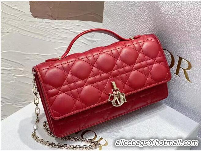 Famous Brand Dior Lady Original Leather Pearl Clutch Bag 6617 Red