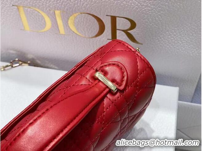 Famous Brand Dior Lady Original Leather Pearl Clutch Bag 6617 Red