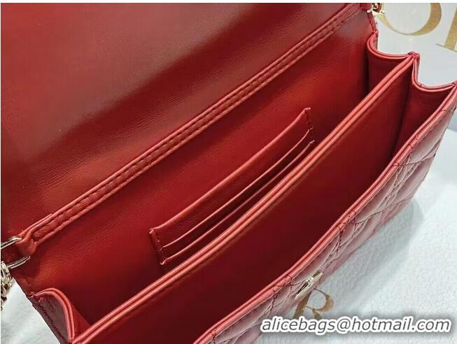 Famous Brand Dior Lady Original Leather Pearl Clutch Bag 6617 Red