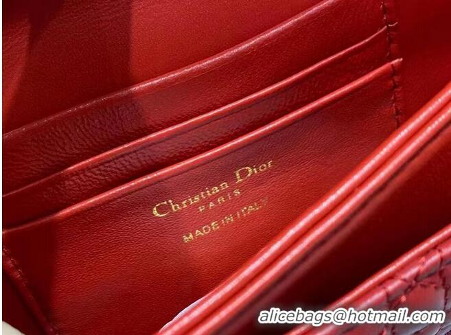 Famous Brand Dior Lady Original Leather Pearl Clutch Bag 6617 Red