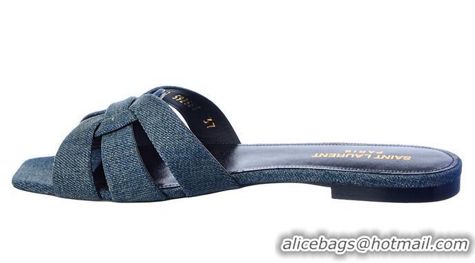 ​Top Grade Yves Saint Laurent Tribute Slides Womens YSL1023 Denim Blue