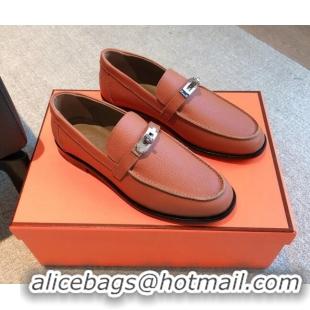 Durable Hermes Destin loafers in Grained Leather Brown 530060