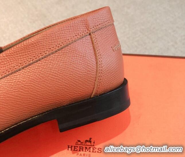 Durable Hermes Destin loafers in Grained Leather Brown 530060