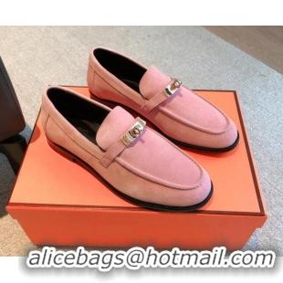 Expensive Hermes Destin loafers in Pink Suede 0530061