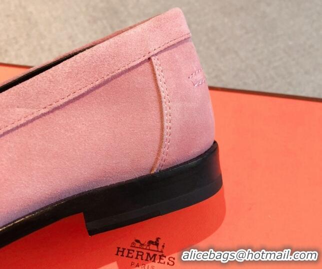 Expensive Hermes Destin loafers in Pink Suede 0530061