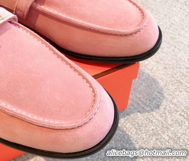 Expensive Hermes Destin loafers in Pink Suede 0530061