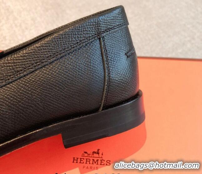 Sophisticated Hermes Destin loafers in Grained Leather Black 530063