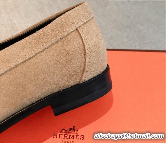 Best Price Hermes Destin loafers in Brown Suede 530065