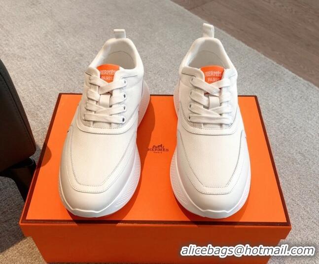 Good Quality Hermes Giga sneakers in mesh pique and calfskin White 530066 