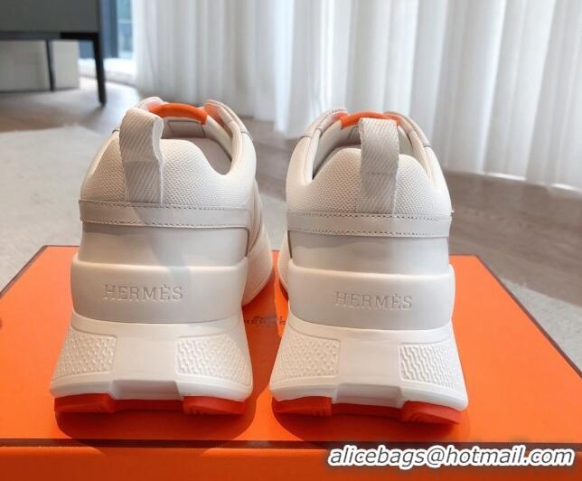 Good Quality Hermes Giga sneakers in mesh pique and calfskin White 530066 