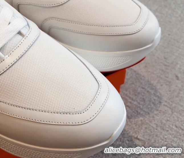 Good Quality Hermes Giga sneakers in mesh pique and calfskin White 530066 