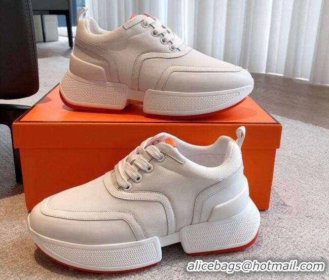 Good Quality Hermes Giga sneakers in mesh pique and calfskin White 530066 