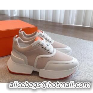 Good Quality Hermes Giga sneakers in mesh pique and calfskin Beige 530067