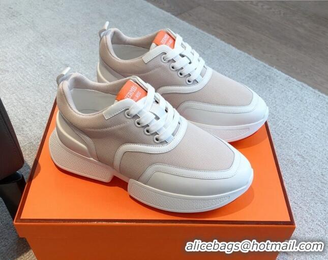 Good Quality Hermes Giga sneakers in mesh pique and calfskin Beige 530067