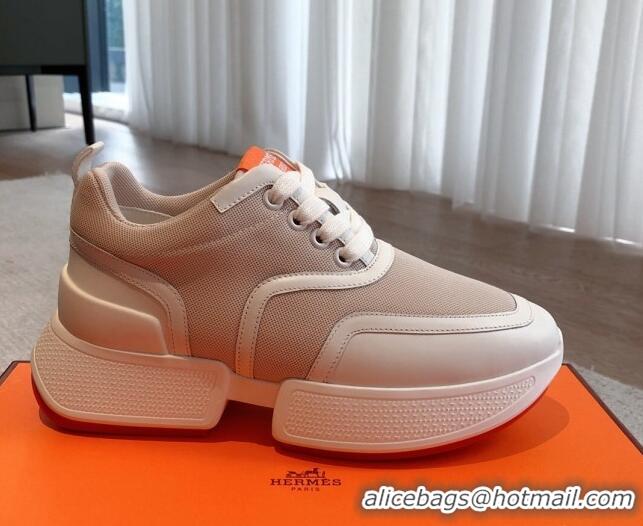 Good Quality Hermes Giga sneakers in mesh pique and calfskin Beige 530067