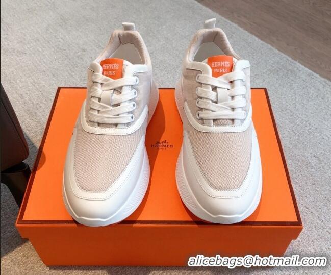 Good Quality Hermes Giga sneakers in mesh pique and calfskin Beige 530067