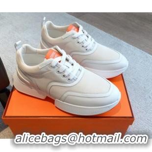 Good Looking Hermes Giga sneakers in mesh pique and calfskin White 530068