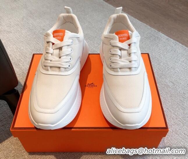 Good Looking Hermes Giga sneakers in mesh pique and calfskin White 530068