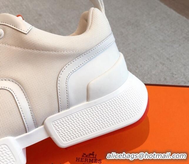 Good Looking Hermes Giga sneakers in mesh pique and calfskin White 530068