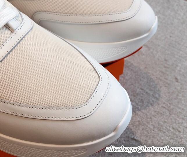 Good Looking Hermes Giga sneakers in mesh pique and calfskin White 530068