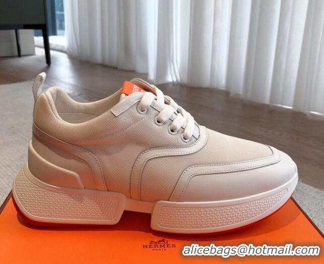 Good Looking Hermes Giga sneakers in mesh pique and calfskin White 530068