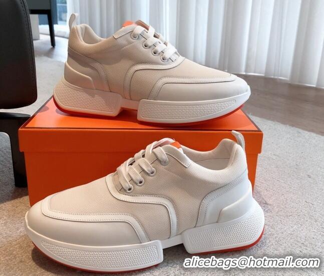 Good Looking Hermes Giga sneakers in mesh pique and calfskin White 530068