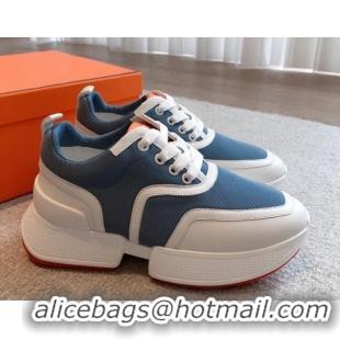 Purchase Hermes Giga sneakers in mesh pique and calfskin Denim Blue 530069