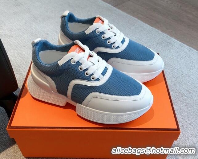 Purchase Hermes Giga sneakers in mesh pique and calfskin Denim Blue 530069