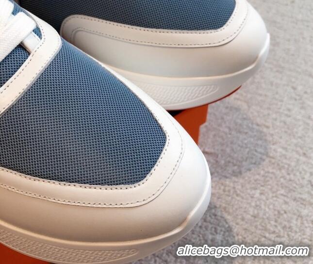 Purchase Hermes Giga sneakers in mesh pique and calfskin Denim Blue 530069