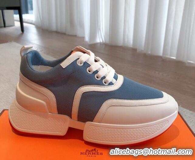 Purchase Hermes Giga sneakers in mesh pique and calfskin Denim Blue 530069