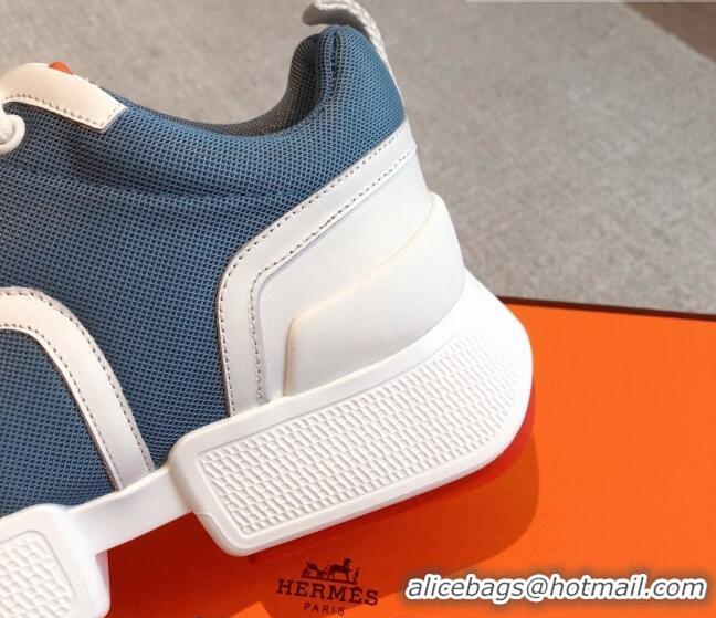 Purchase Hermes Giga sneakers in mesh pique and calfskin Denim Blue 530069