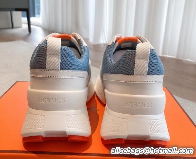 Purchase Hermes Giga sneakers in mesh pique and calfskin Denim Blue 530069