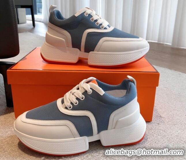 Purchase Hermes Giga sneakers in mesh pique and calfskin Denim Blue 530069