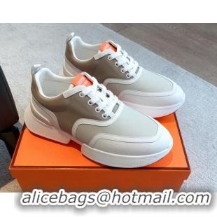 Best Product Hermes Giga sneakers in mesh pique and calfskin Grey 0530074