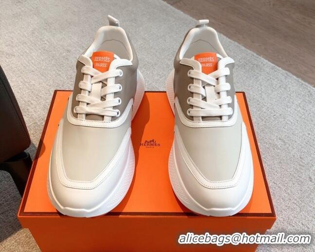 Best Product Hermes Giga sneakers in mesh pique and calfskin Grey 0530074