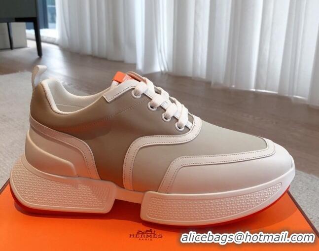 Best Product Hermes Giga sneakers in mesh pique and calfskin Grey 0530074