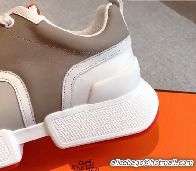 Best Product Hermes Giga sneakers in mesh pique and calfskin Grey 0530074