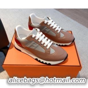 Low Price Hermes Trail sneakers in calfskin leather Brown/Grey 530079