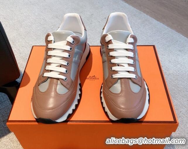 Low Price Hermes Trail sneakers in calfskin leather Brown/Grey 530079